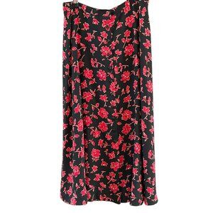 Rena Rowan Saville Y2K Retro Floral Button-Front Midi Skirt Size 12 Cottagecore